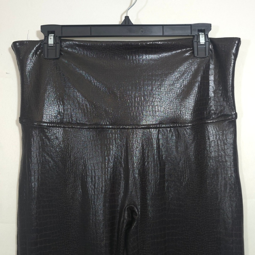 Spanx Faux Leather Croc Leggings Dark Brown High Waisted 1X Croc Embossed NWOT